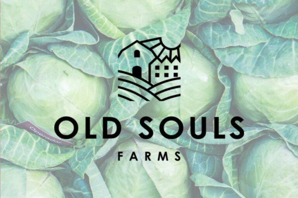 Old Souls Farms Logo with Produce in the Background