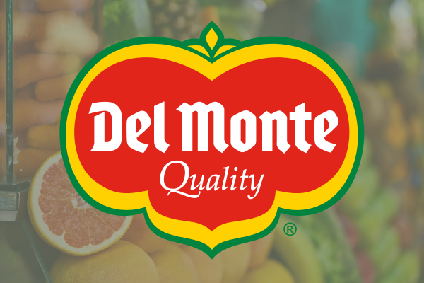 Fresh Del Monte Logo with Fresh Fruit in the Background